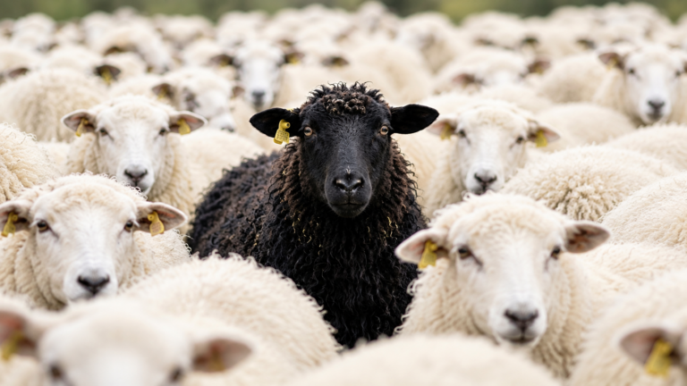 Nicht das schwarze Schaf ist anders, sondern die weißen sind alle gleich!